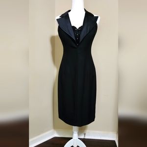 Ever Beauty Vintage backless double strap black tuxedo dress sz 6
